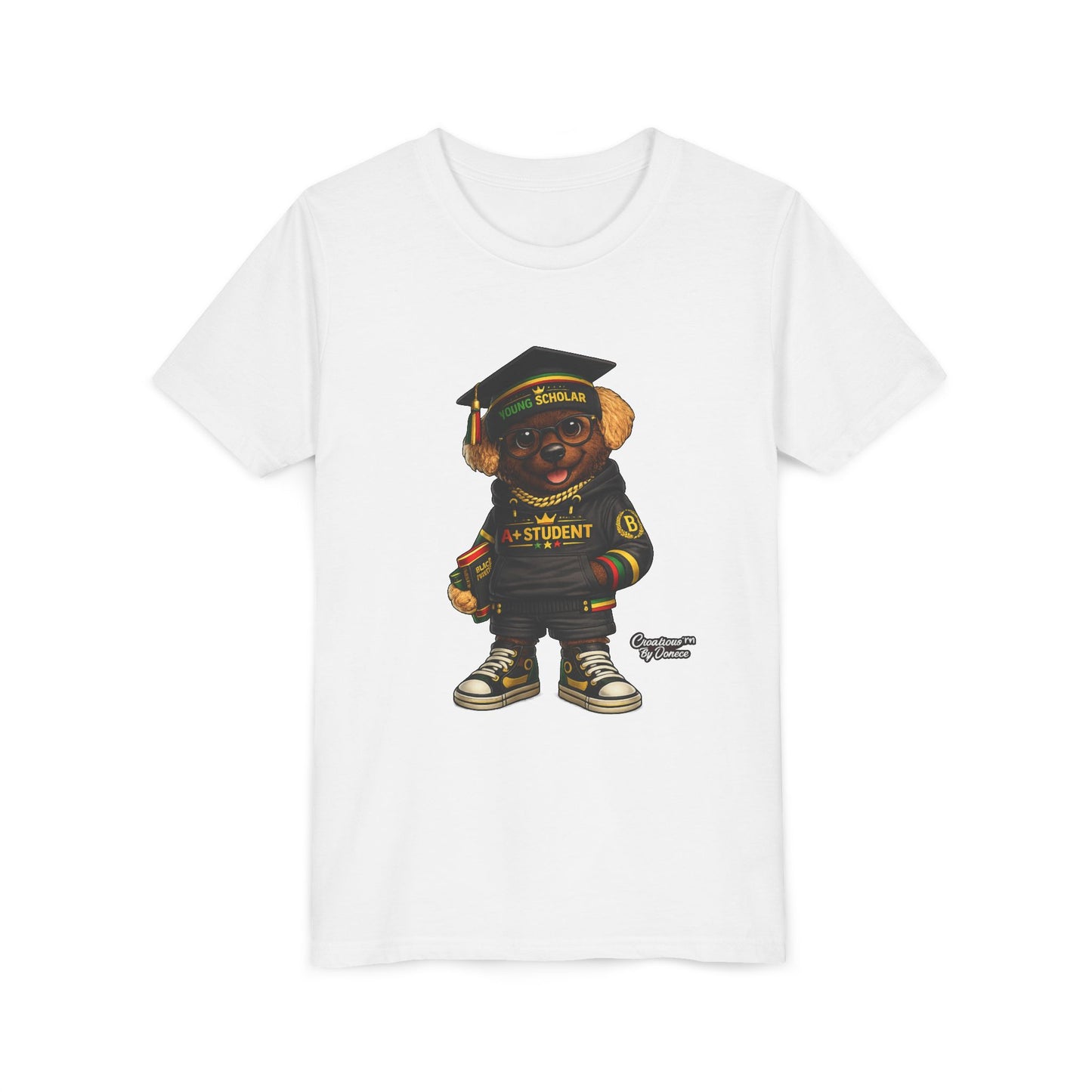 Youth Tee — Scholar Student Bear Graduation Graphic