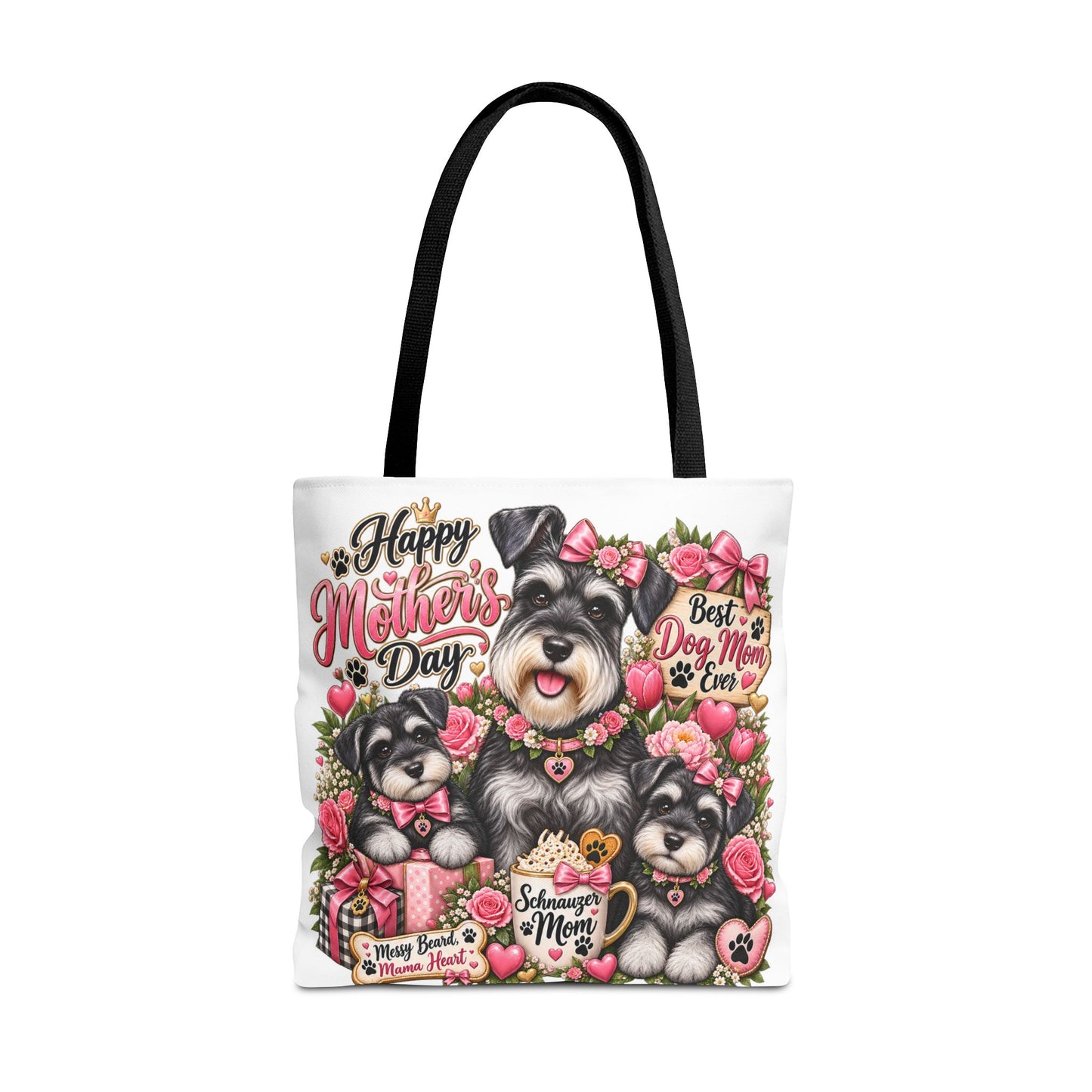 Happy Mother's Day Schnauzer Tote Bag — Best Dog Mom Ever Floral Gift