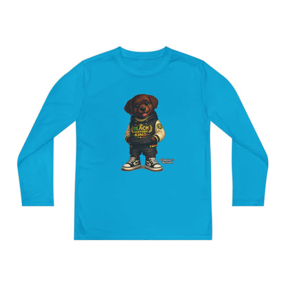 Youth Long Sleeve Tee — 'Lil Black Lab' Cute Puppy Graphic Shirt