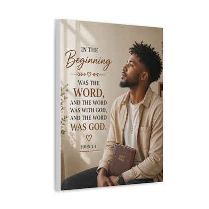 Stretched Canvas - John 1:1 Scripture Wall Art (In the Beginning)