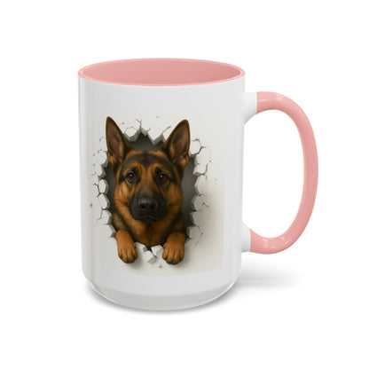German Shepherd Coffee Mug — "Peek-a-Buddy" Accent Dog Mug (11/15oz)