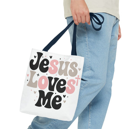 Jesus Loves Me Tote Bag - Faith-Inspired Christian Scripture Canvas Tote