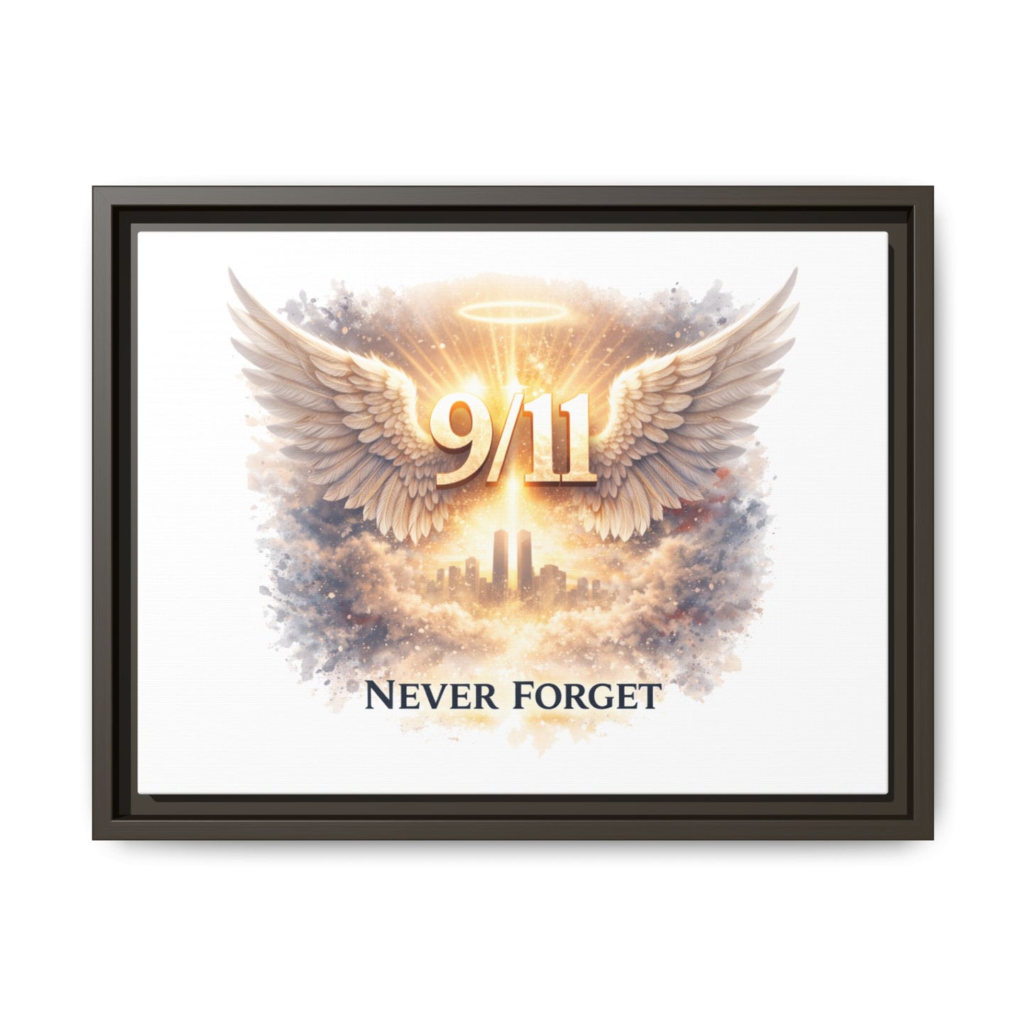 9/11 Memorial Matte Canvas Print — "Never Forget" Framed Wall Art