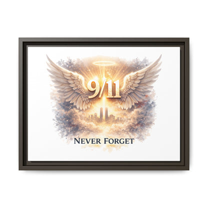 9/11 Memorial Matte Canvas Print — "Never Forget" Framed Wall Art