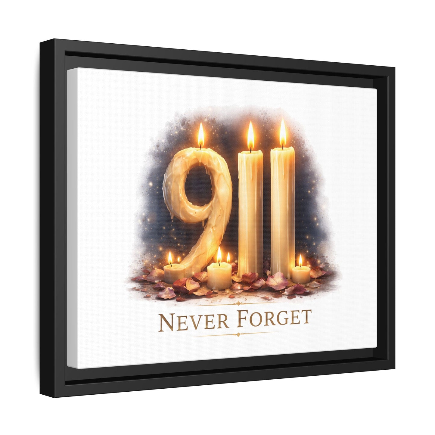 9/11 Never Forget Framed Canvas Print