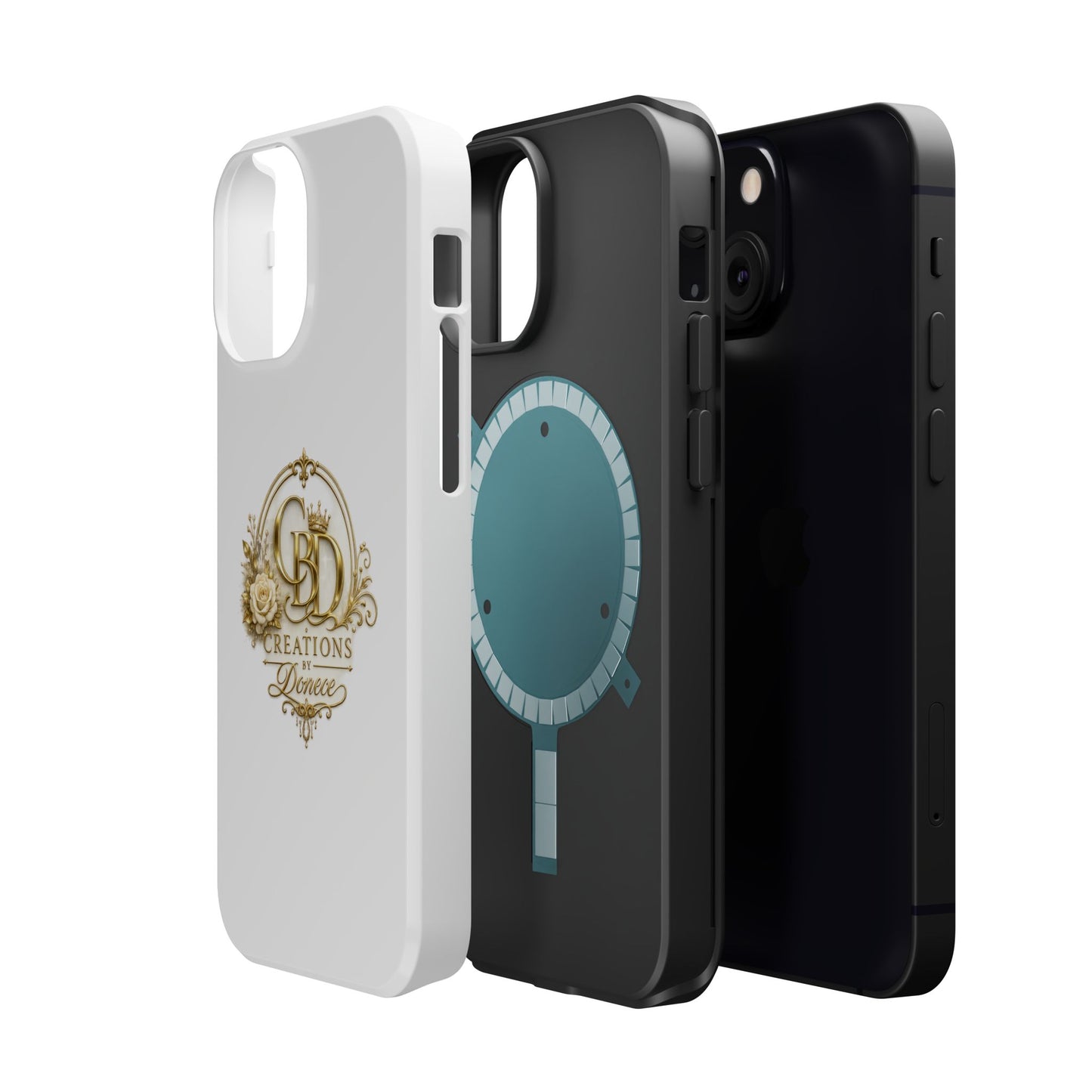 Magnetic Impact-Resistant Phone Case — Gold Floral Crest Logo