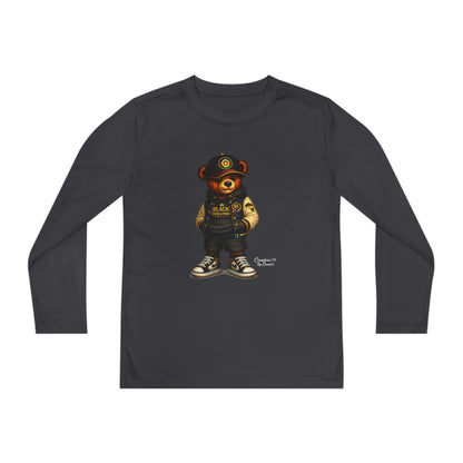 Youth Bear Police Officer Long Sleeve Tee — Cute Cop Bear Graphic Shirt