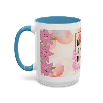 Mom Acronym Coffee Mug — "MOM: Magical • One-of-a-Kind • Motivator" Floral Accent
