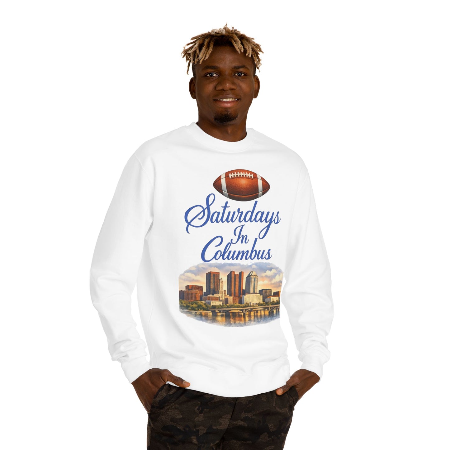 Saturdays in Columbus Sweatshirt — Football City Skyline Crewneck