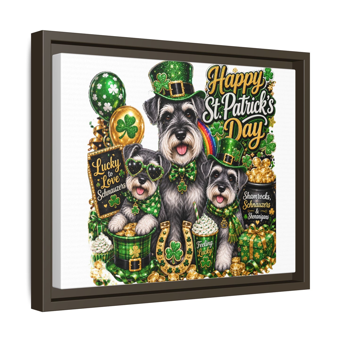 Happy St. Patrick's Day Schnauzer Canvas Print