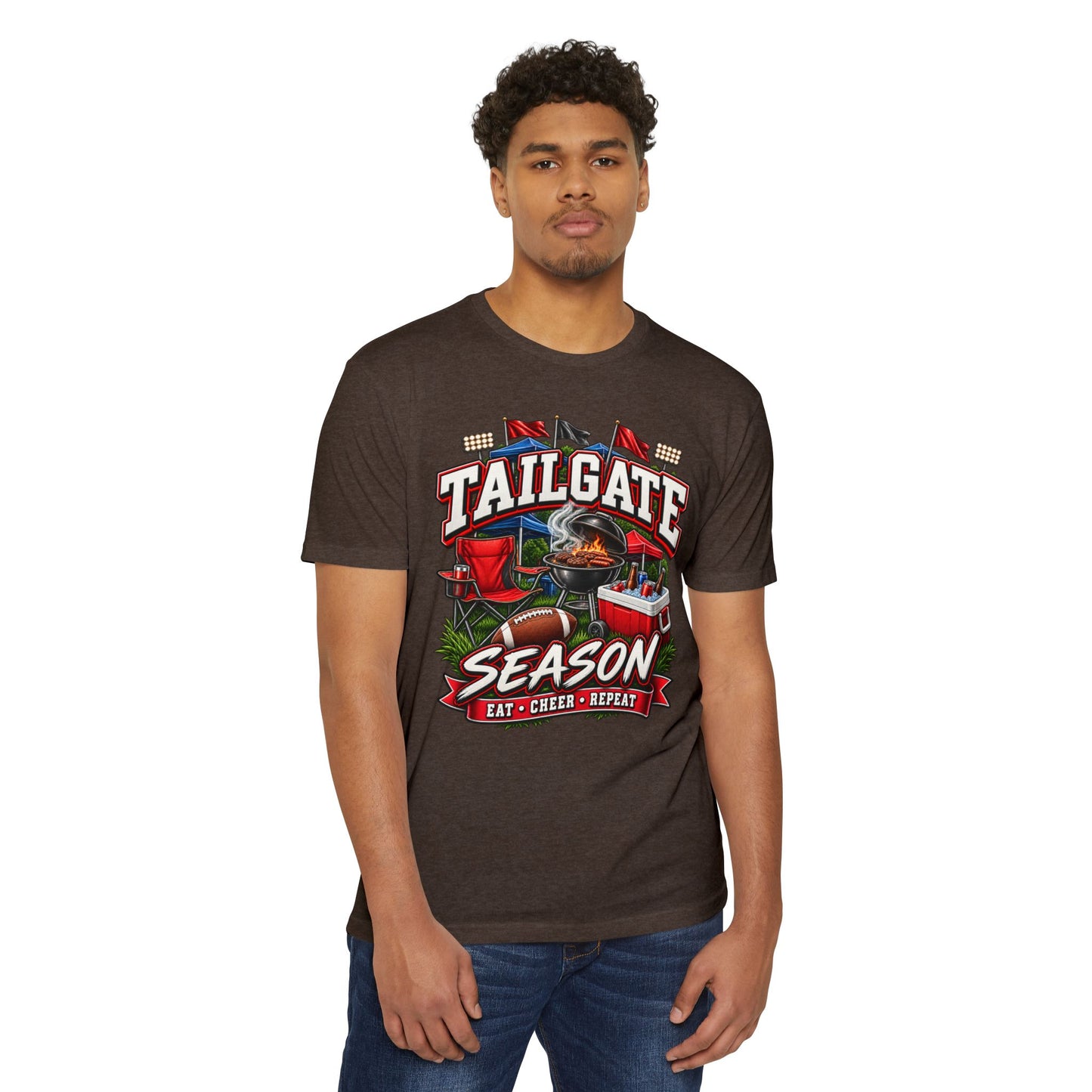 Tailgate Season T-Shirt — "Tailgate Season: Eat • Cheer • Repeat" Game Day Tee