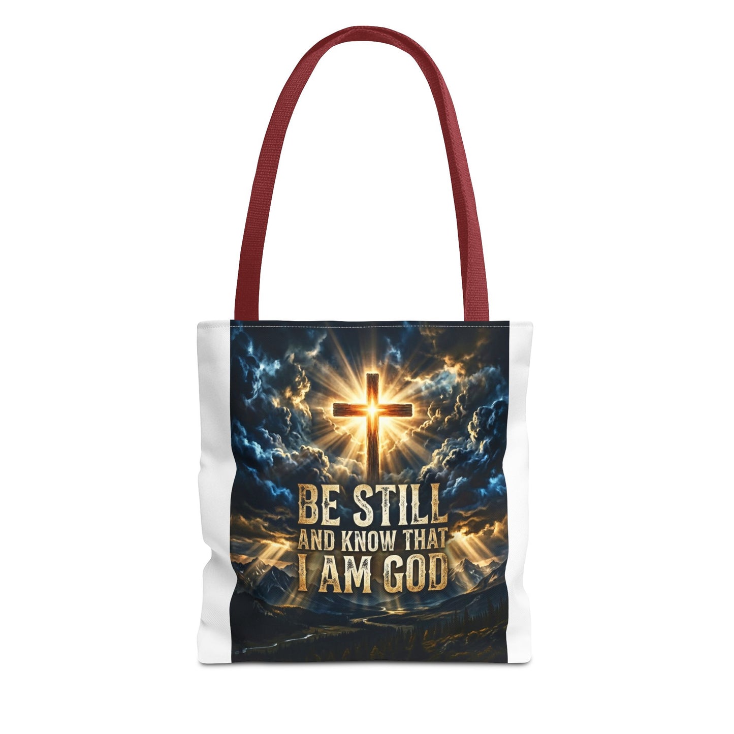 Christian Tote Bag – “Be Still and Know That I Am God” Inspirational Cross Tote