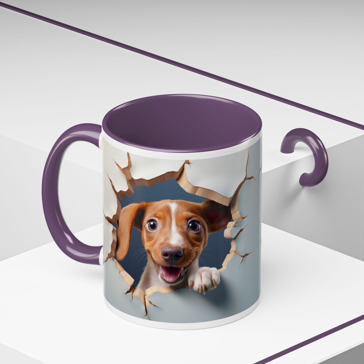 Dachshund Peeking Through Wall Accent Coffee Mug – Cute Dog Lover Gift (11/15oz)