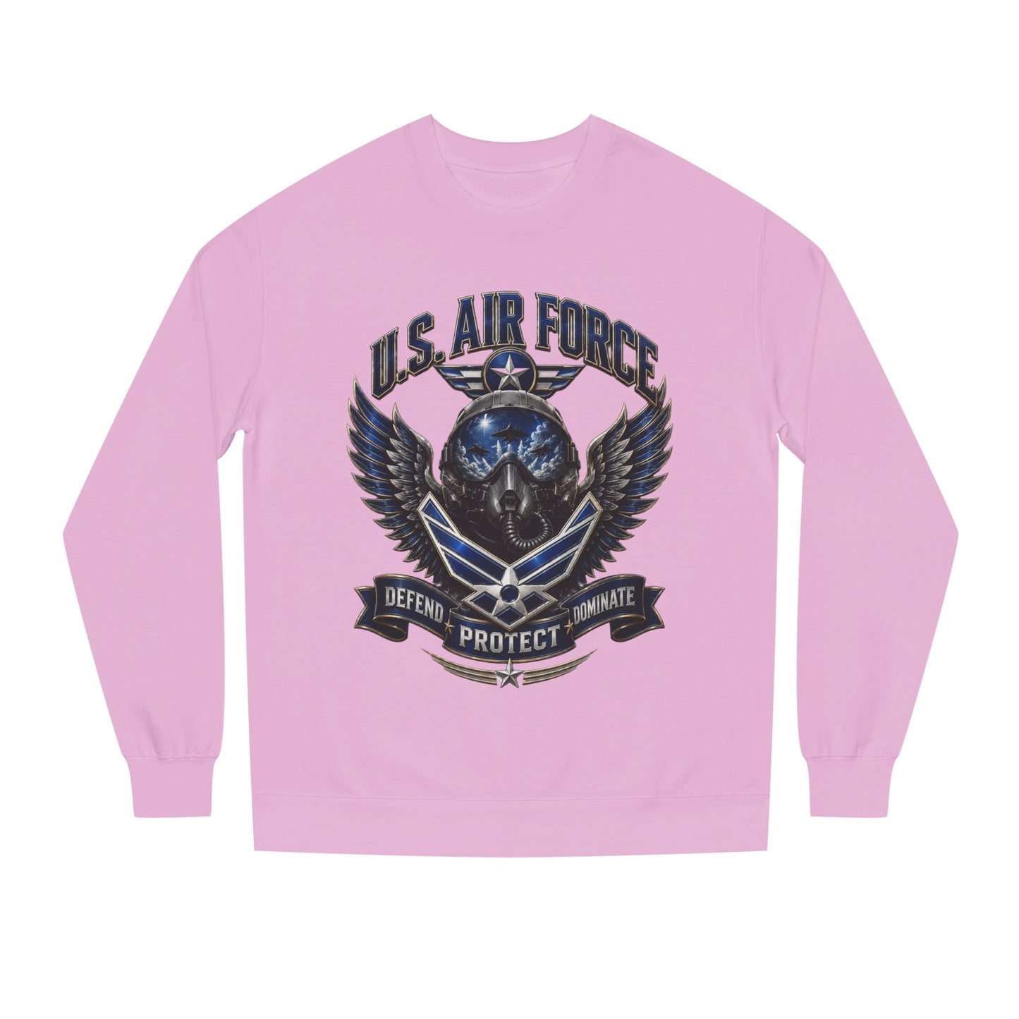 U.S. Air Force Skull Crewneck Sweatshirt — Defend Protect Dominate Tactical Pullover