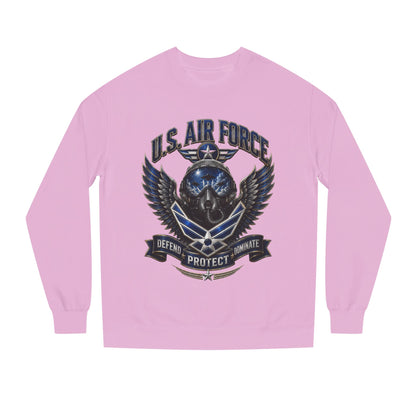 U.S. Air Force Skull Crewneck Sweatshirt — Defend Protect Dominate Tactical Pullover