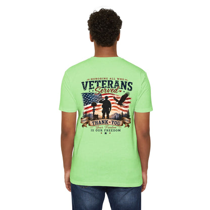 Veterans Served T‑Shirt — Honoring All Who Served, Thank You USA Flag Tribute