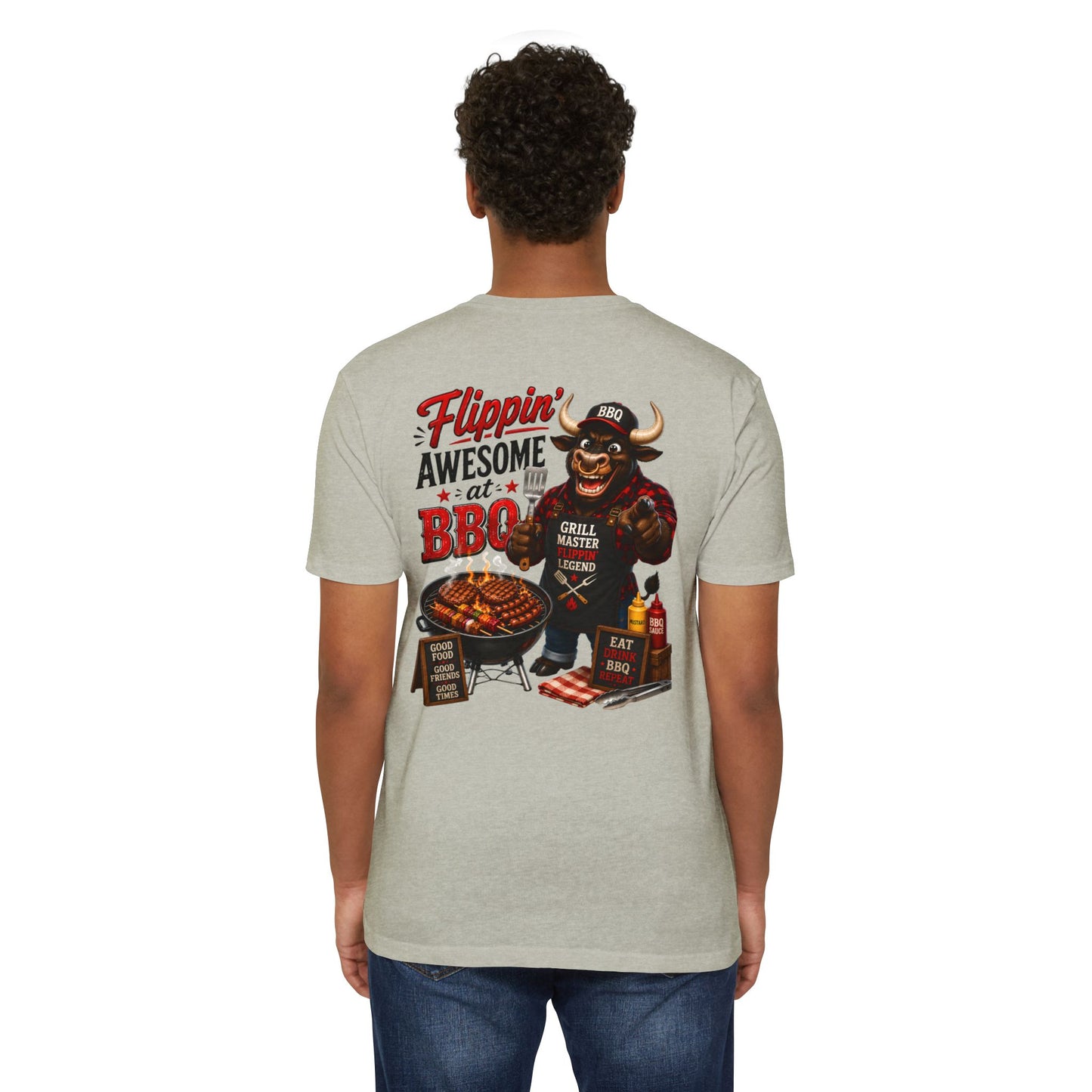Flippin' Awesome at BBQ T-Shirt — Grill Master Bull Graphic Tee