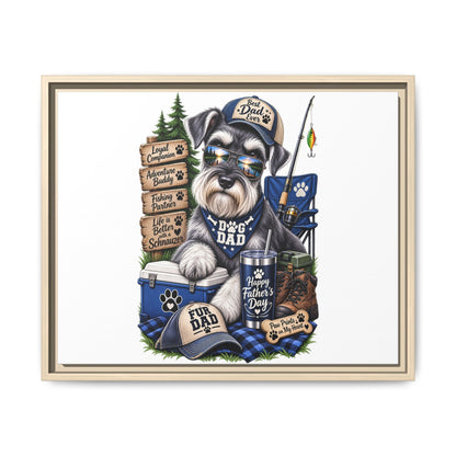 Dog Dad Schnauzer Father's Day Framed Canvas Wall Art — Fishing & Camping Pet Gift