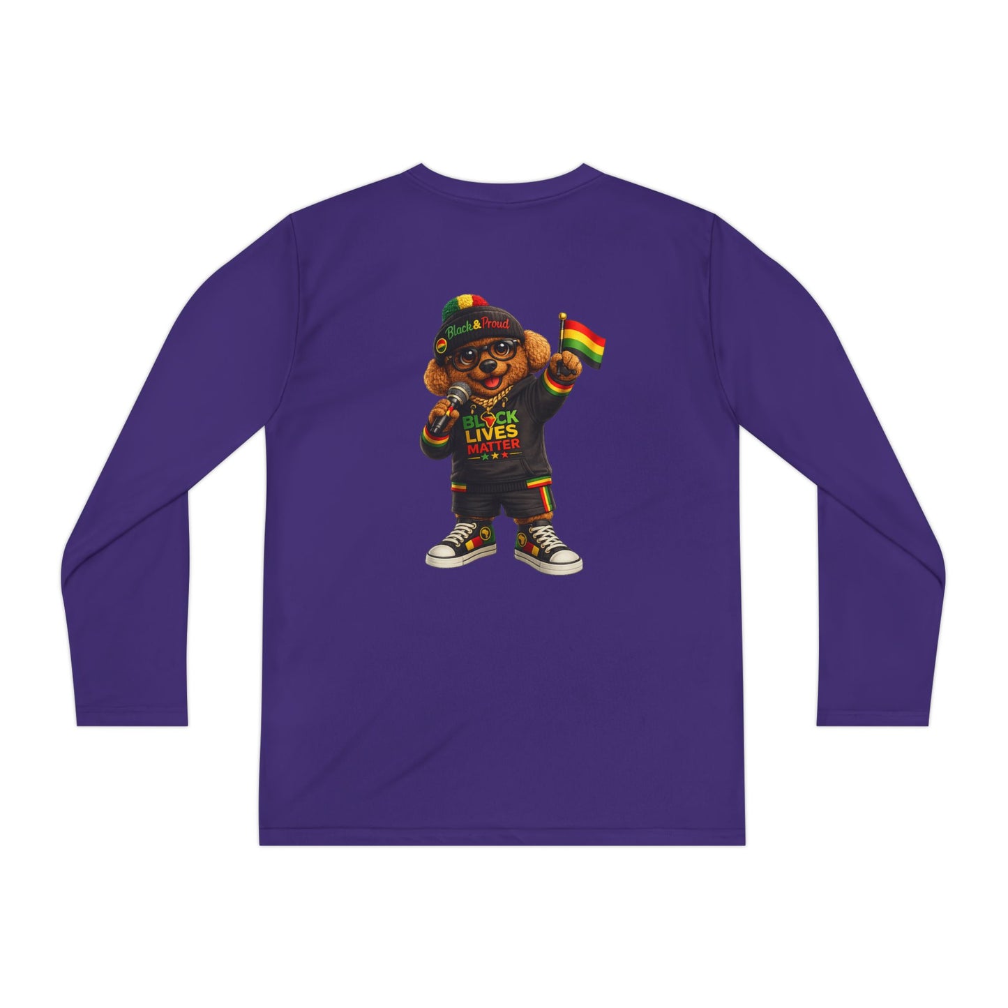 Youth Long Sleeve Tee — Black Lives Matter Kid Graphic with Rasta Flag