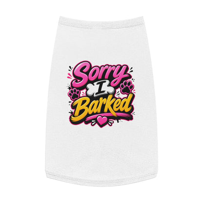 Dog Tank Top — “Sorry I Barked” Cute Paw Print Pet Shirt