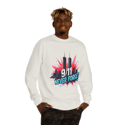 9/11 Never Forget Sweatshirt - Tribute Crewneck with Twin Towers Graphic