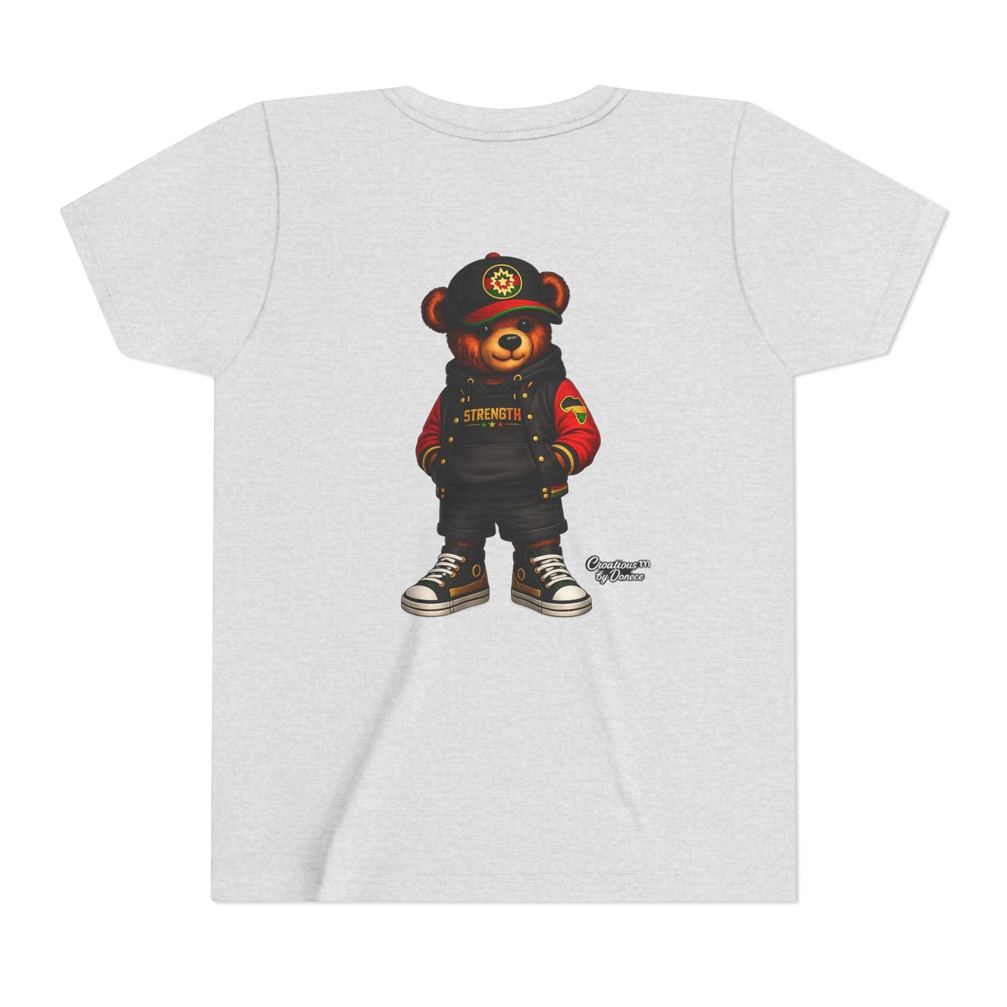 Kids Teddy Bear Streetwear Tee — 'Strength' Graphic Youth T-Shirt