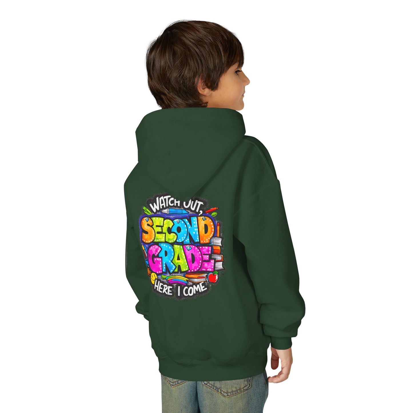 Second Grade Kids' Hoodie - "Watch Out Second Grade Here I Come" Back-to-School Sweatshirt
