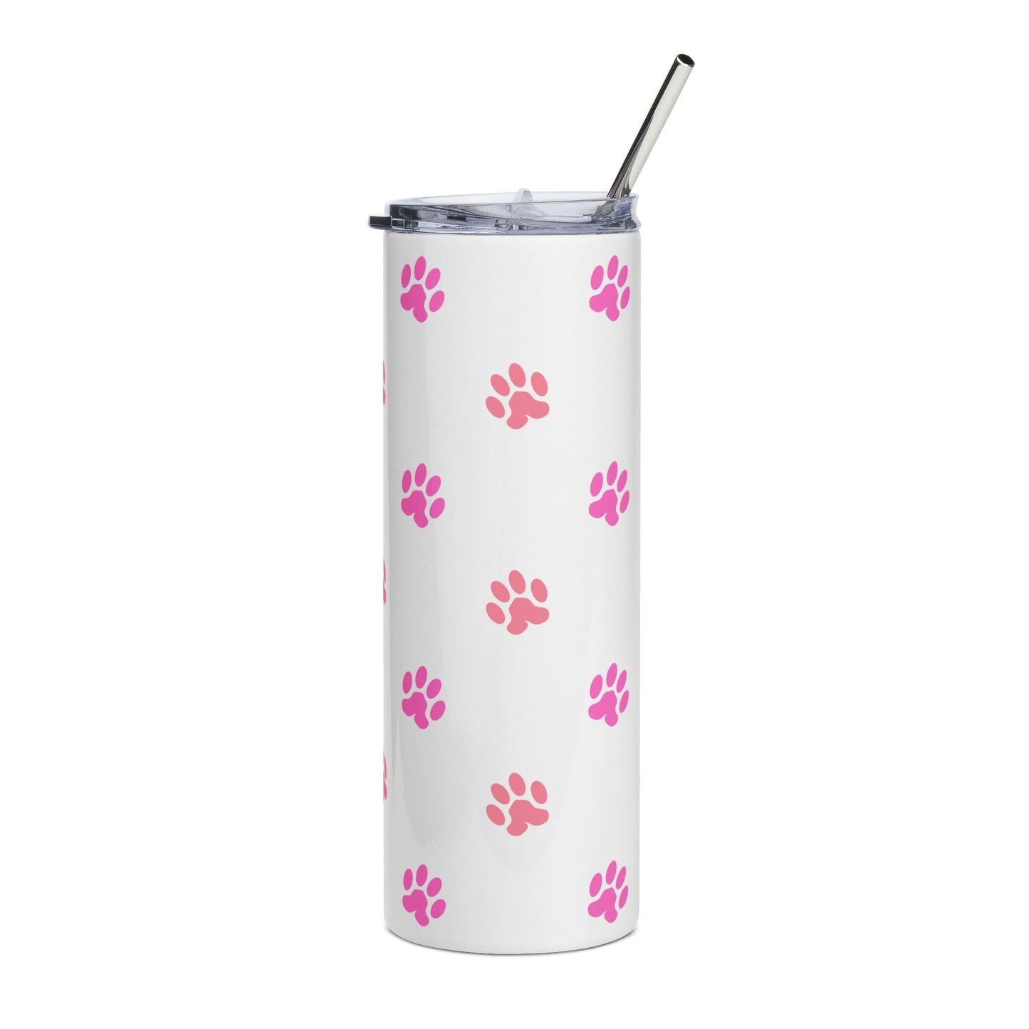 20oz Paw Print Tumbler – Pink Dog Cat Paws Stainless Steel Travel Cup