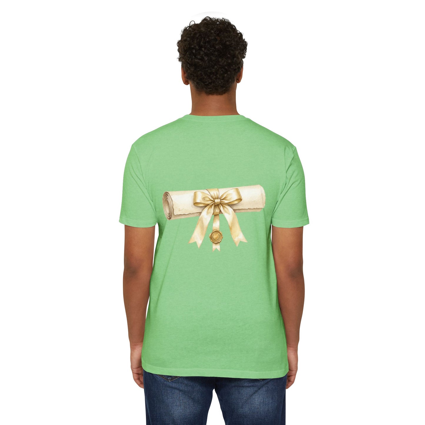 Graduation Scroll T-Shirt — Gold Ribbon Diploma Tee