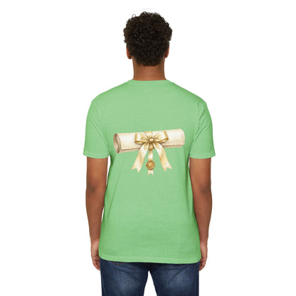 Graduation Scroll T-Shirt — Gold Ribbon Diploma Tee