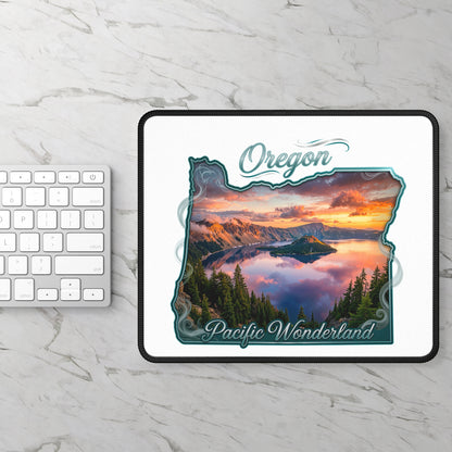 Oregon Gaming Mouse Pad — 'Pacific Wonderland' Scenic State Map