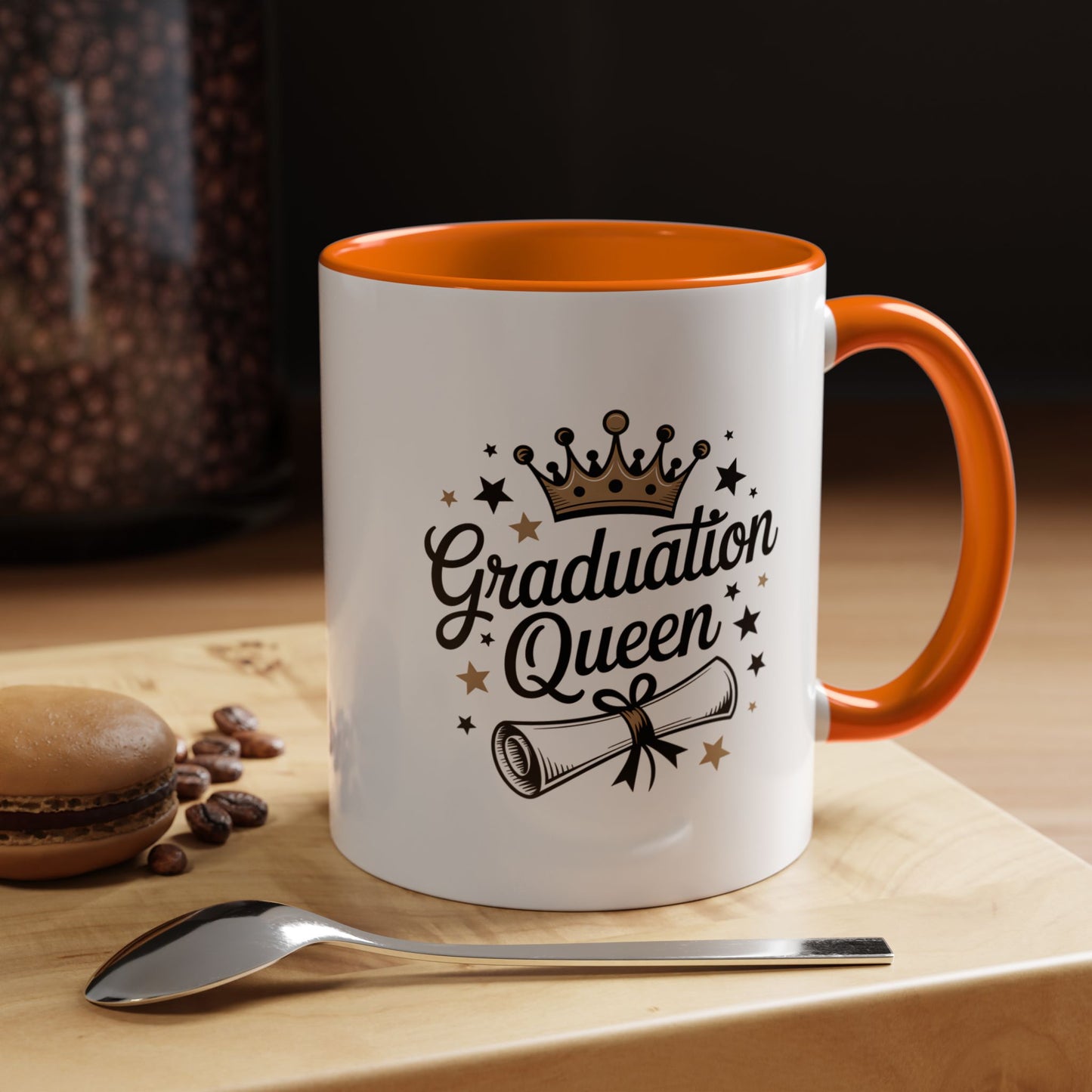 Graduation Queen Accent Coffee Mug — 11/15oz Ceramic Gift with Crown & Diploma Design