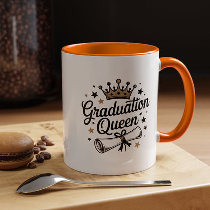 Graduation Queen Accent Coffee Mug — 11/15oz Ceramic Gift with Crown & Diploma Design