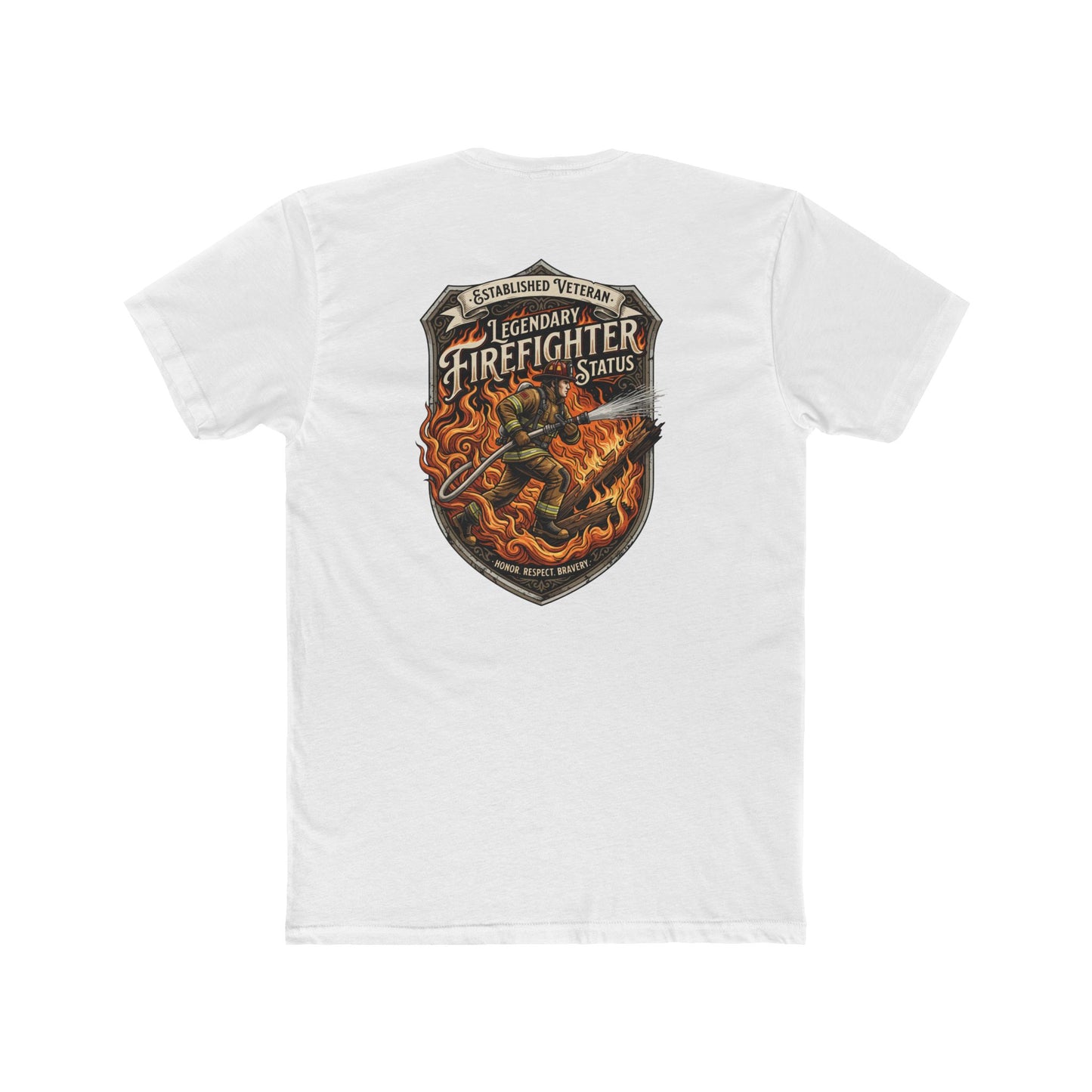 Firefighter Badge T-Shirt — Legendary Firefighter Status Graphic Tee