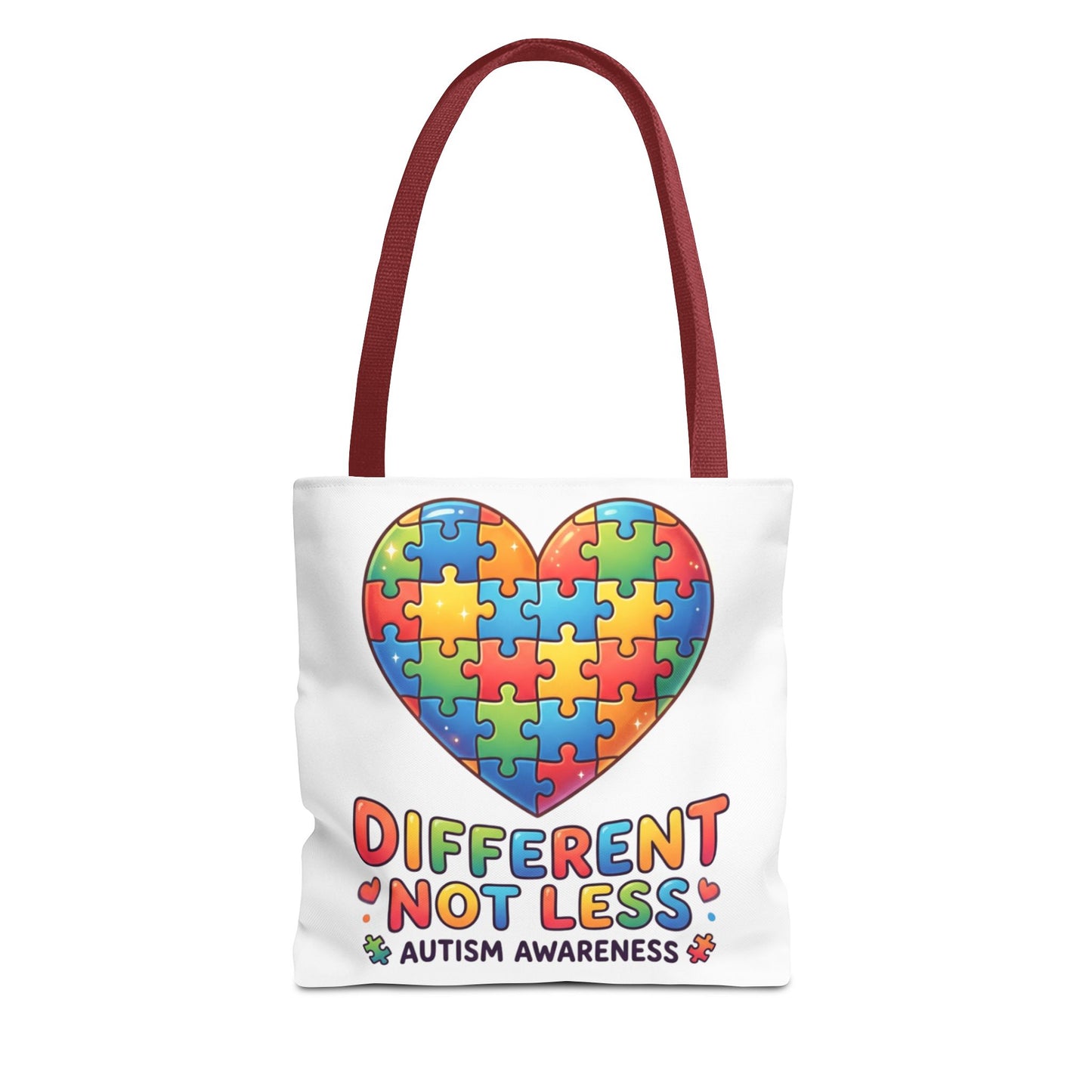 Autism Awareness Tote Bag — "Different Not Less" Puzzle Heart