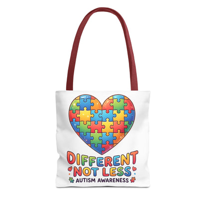 Autism Awareness Tote Bag — "Different Not Less" Puzzle Heart