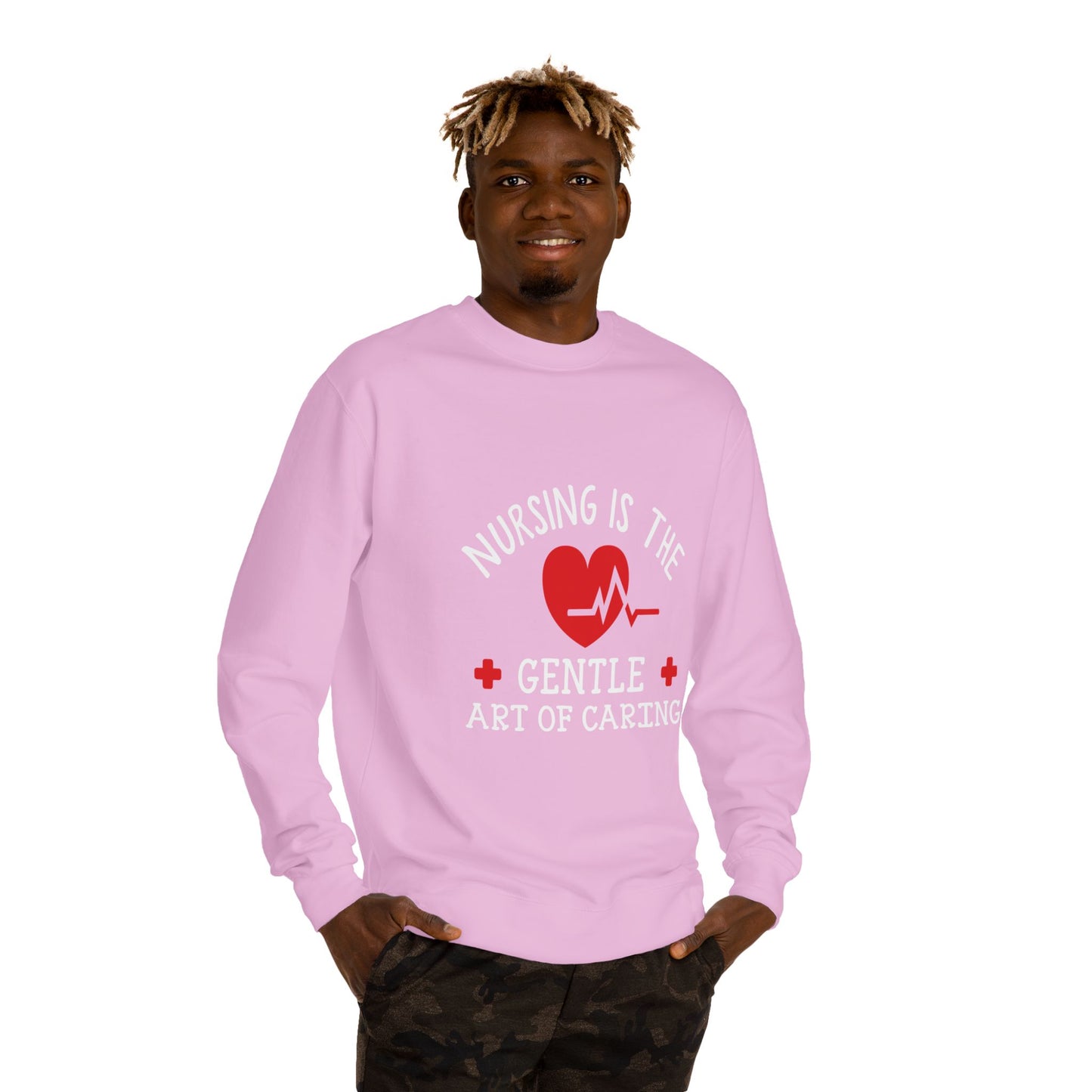 Nursing Sweatshirt "Nursing Is the Gentle Art of Caring" – Heartbeat Graphic Crewneck