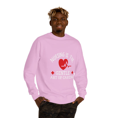 Nursing Sweatshirt "Nursing Is the Gentle Art of Caring" – Heartbeat Graphic Crewneck