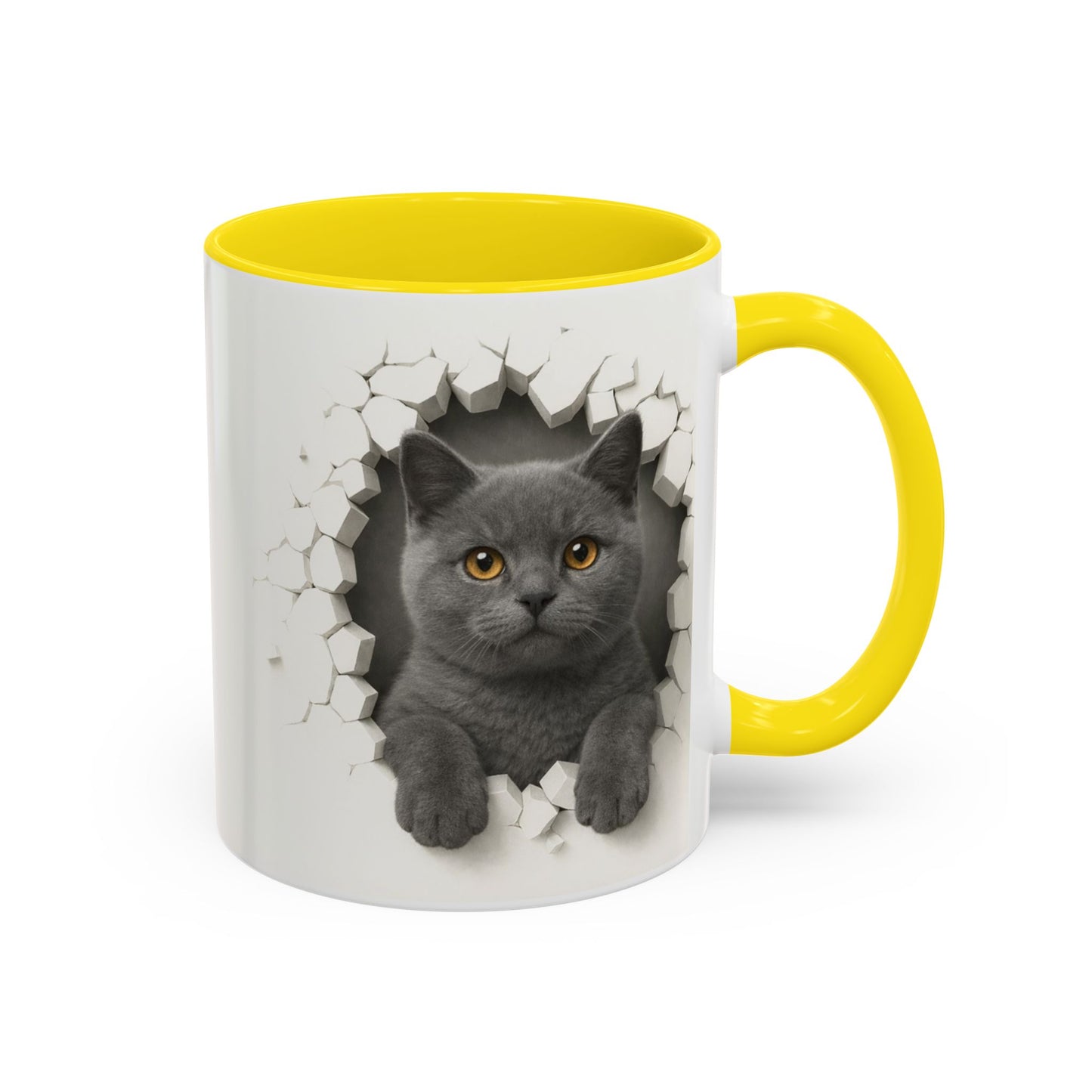 Peekaboo Grey Cat Accent Coffee Mug – Cute 11/15oz Cat Lover Gift