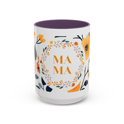 Mama Floral Accent Coffee Mug — Yellow Flower Mother's Day Gift (11/15oz)