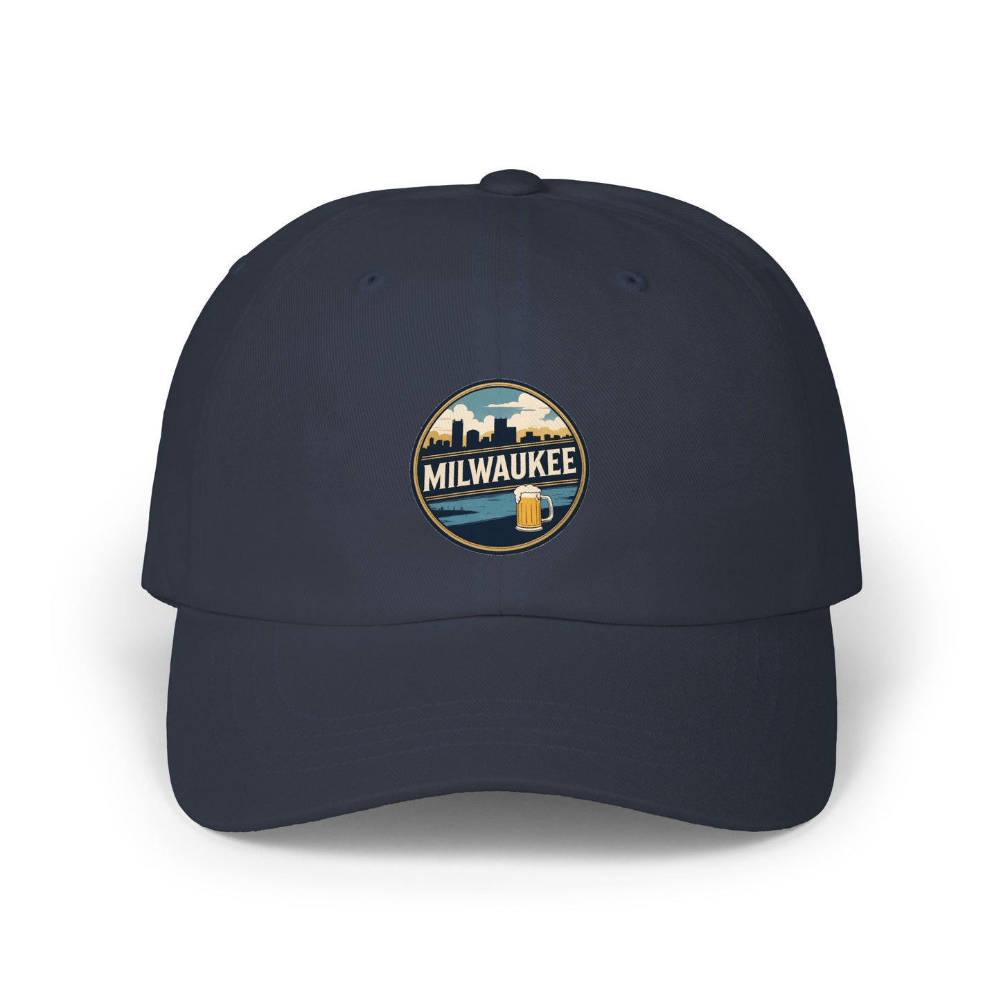 Milwaukee Skyline & Beer Patch Dad Cap — Vintage City Pride Baseball Hat