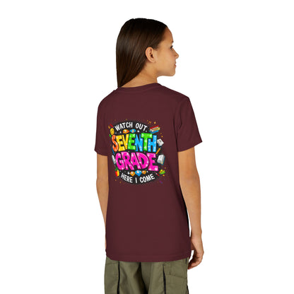 Seventh Grade Kids T-Shirt – “Watch Out Seventh Grade Here I Come” Back-to-School Tee