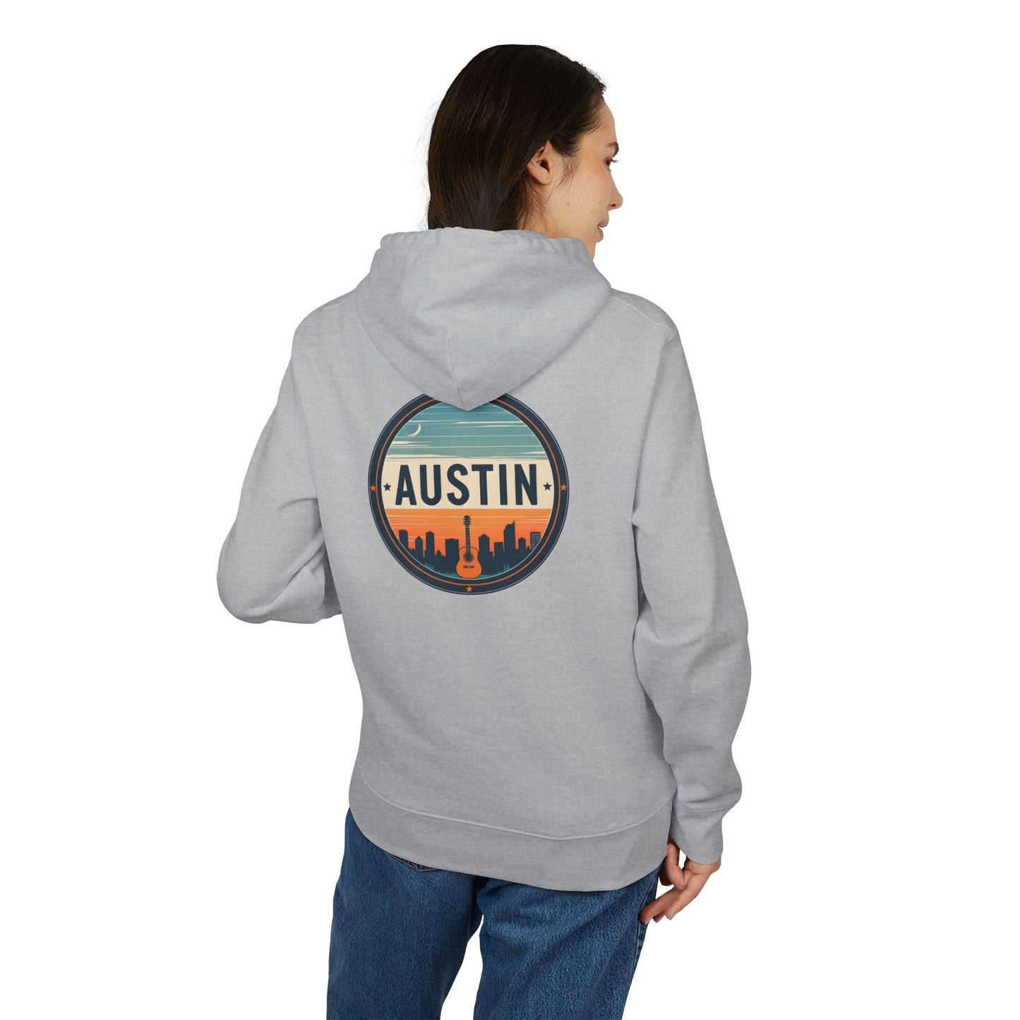 Austin Skyline Hoodie — Retro Sunset Cityscape Pullover