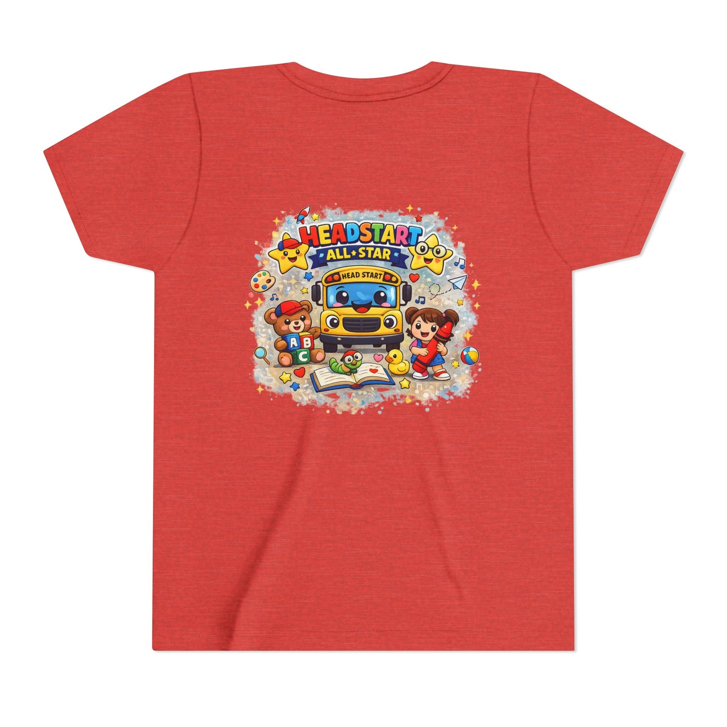 Youth Tee — "Headstart All-Star" Cute School Bus & Characters Back-to-School Shirt