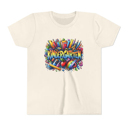 Kindergarten Colorful School Supplies Youth Tee — Back-to-School Kids T-Shirt