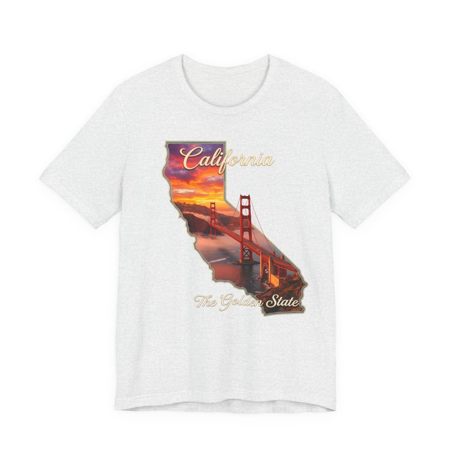 California Golden Gate Tee — "California The Golden State" Sunset Map T-Shirt