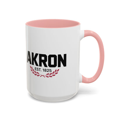 Akron Est. 1825 Accent Coffee Mug — Vintage City Pride Ceramic Mug