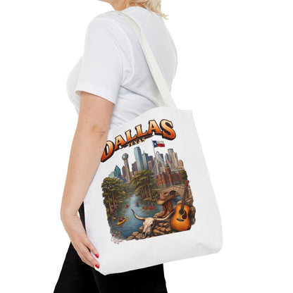 Dallas Texas Scenic Tote Bag – City Skyline & Guitar Souvenir Tote