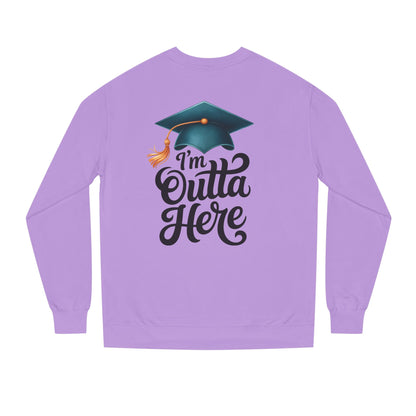 Graduation Crewneck Sweatshirt – “I’m Outta Here” Cap & Tassel Design