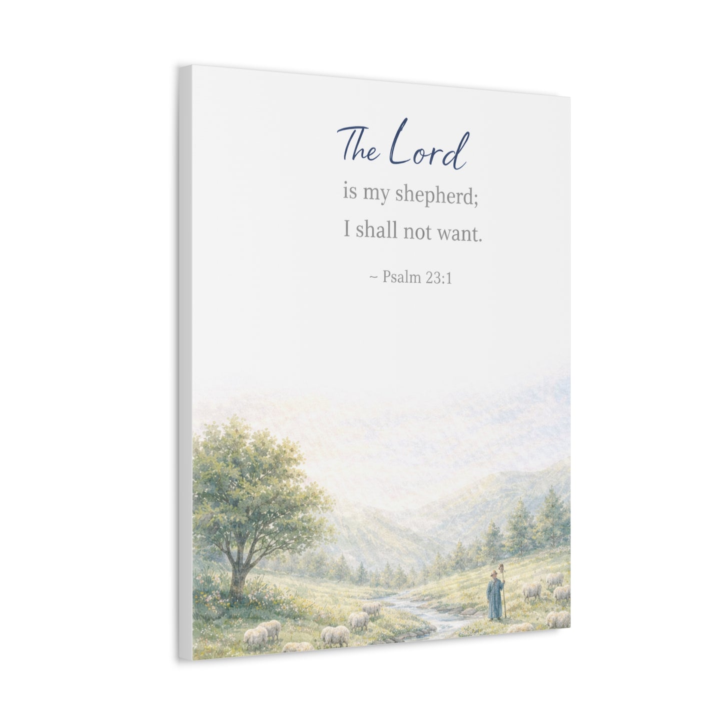 Psalm 23:1 Stretched Canvas – ‘The Lord is my shepherd; I shall not want’ Scenic Wall Art